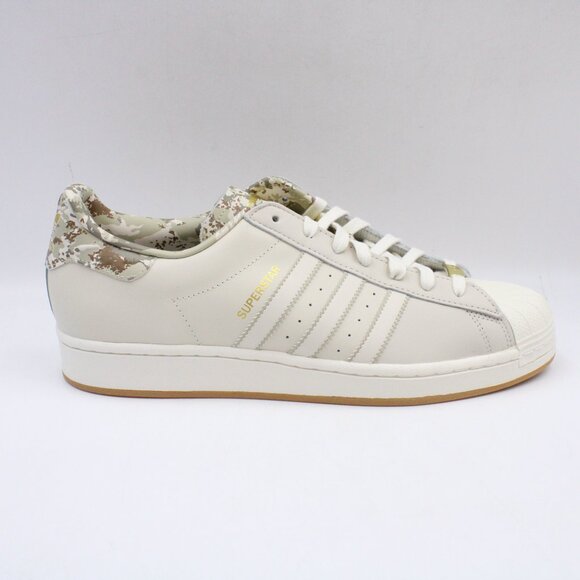 NWB Adidas Superstar Shoes in Alumina/Off White with Green Camp Print US 13 - Picture 8 of 16